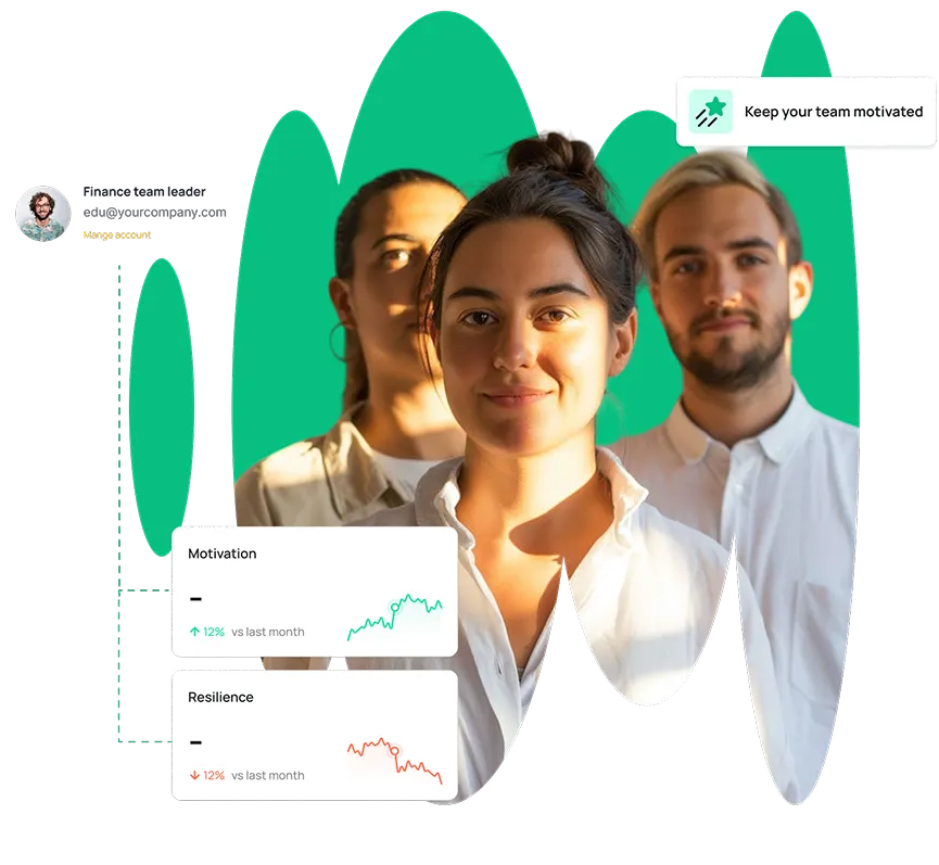A team leader and employees checking their team’s well-being in Motional Hub